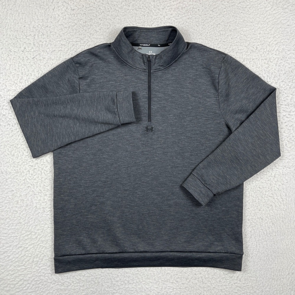 Under Armour Pullover Mens 2XL Gray Golf Quarter Zip Heathered Sporty Activewear